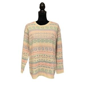 The Limited Woman’s Small Fair Isle Wool Blend Crew Neck Long Sleeve Sweater